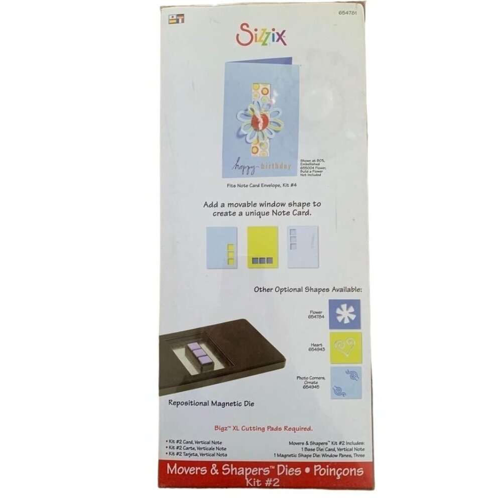 Sizzix Movers & Shapers Kit #2 Card Vertical Note Magnetic Die Bigz XL